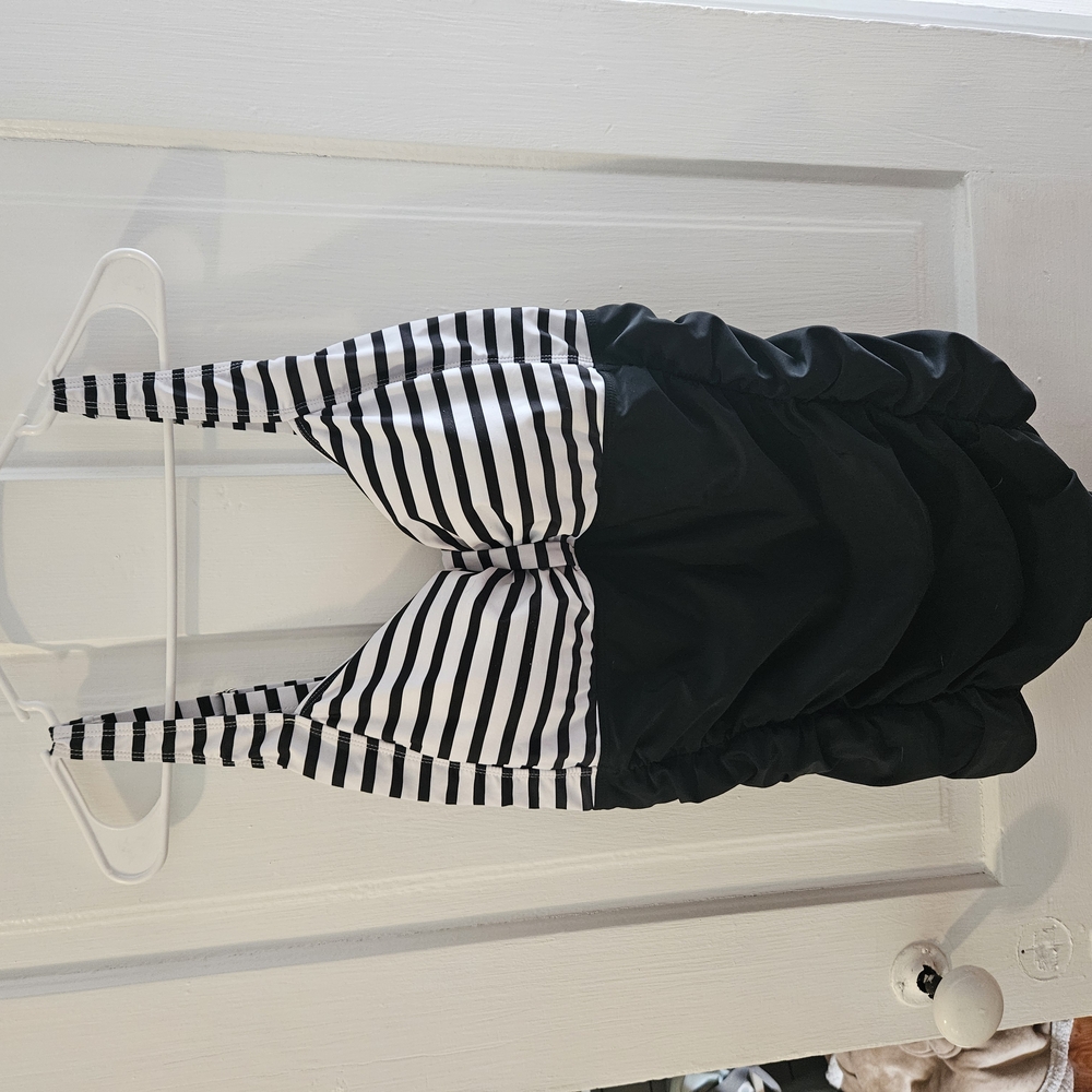 Black and White Striped Swimsuit